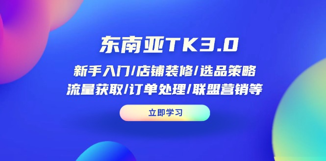 (14208期)东南亚TK3.0:新手入门/店铺装修/选品策略/流量获取/订单处理/联盟营销等-轻创终点站